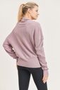 WAFFLED COWL NECK PULLOVER