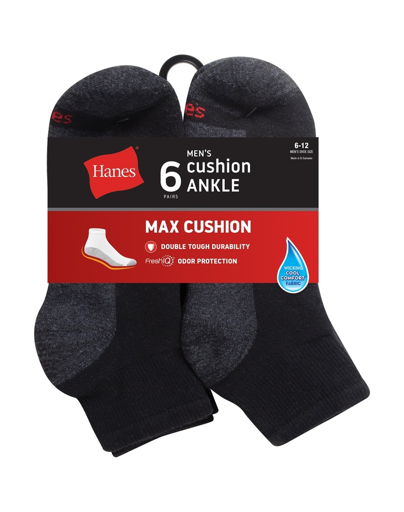 MEN'S 6PK CUSHION ANKLE SOCKS