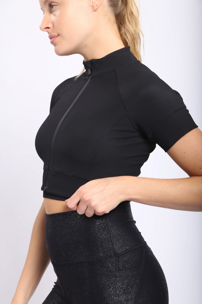 RIBBED ZIP-UP CROP JACKET