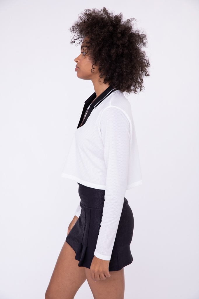 CROP PERFORATED POLO