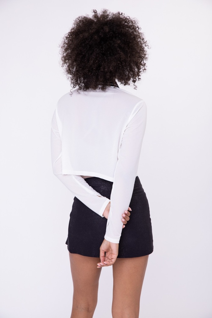 CROP PERFORATED POLO