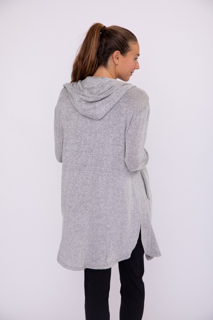 OPEN FRONT HOODED CARDIGAN