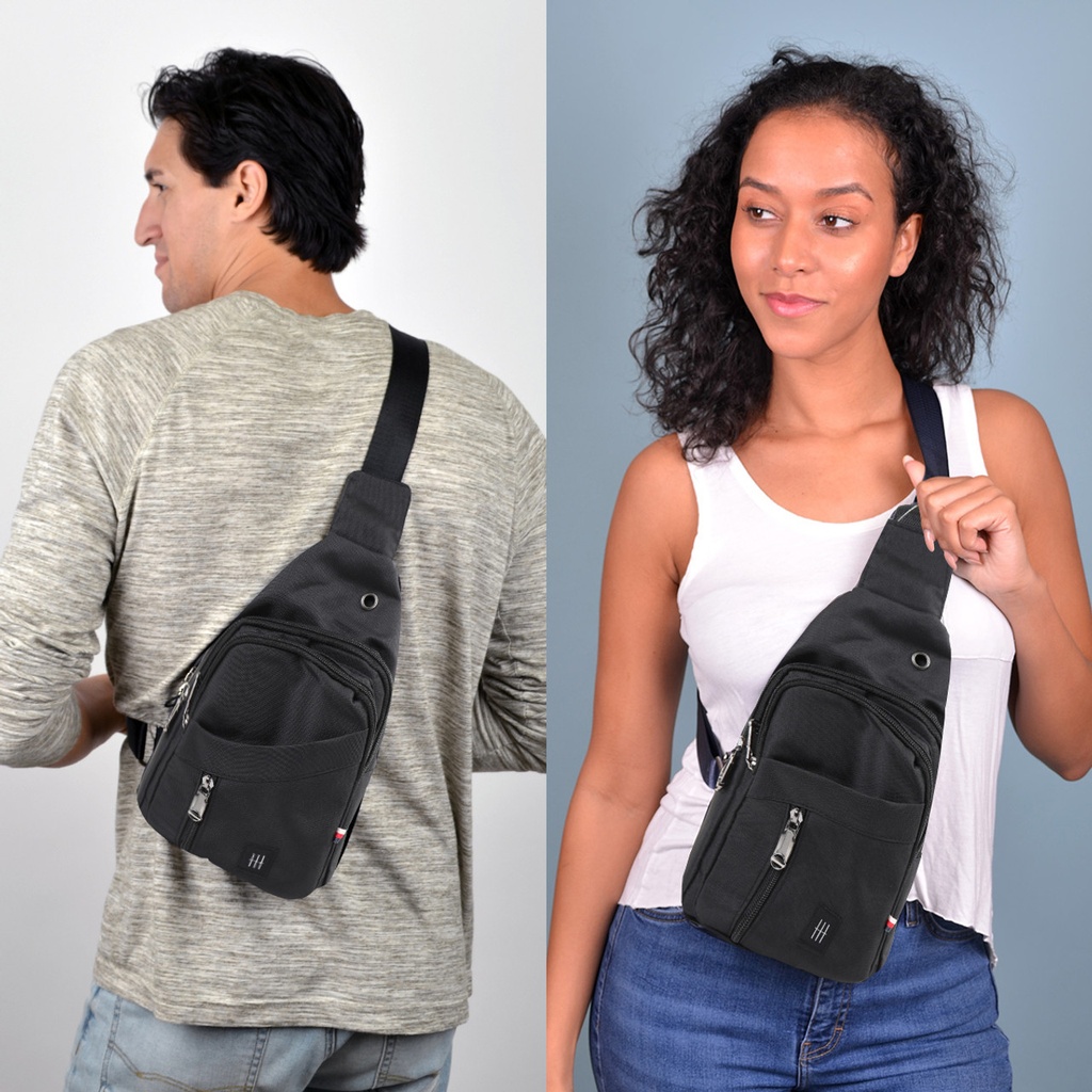 BLACK CROSSBODY SLING BAG