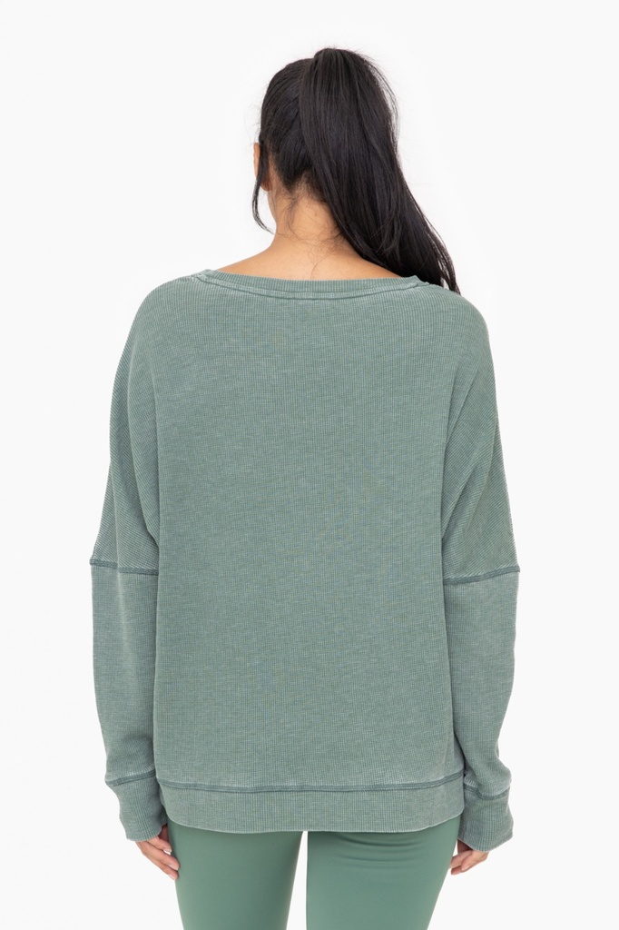 WAFFLE RIBBED ROUNDNECK PULLOVER