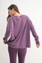 WAFFLE RIBBED ROUNDNECK PULLOVER