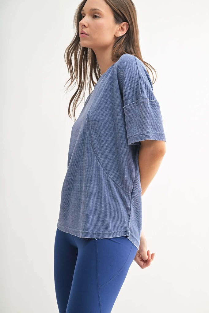 COTTON BLEND WAFFLE TOP