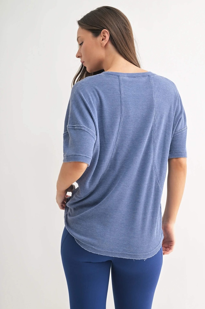 COTTON BLEND WAFFLE TOP