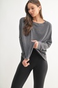 WAFFLE RIBBED ROUNDNECK PULLOVER