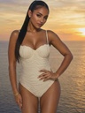 RAUNCHED SHELL BUSTIER SWIMSUIT