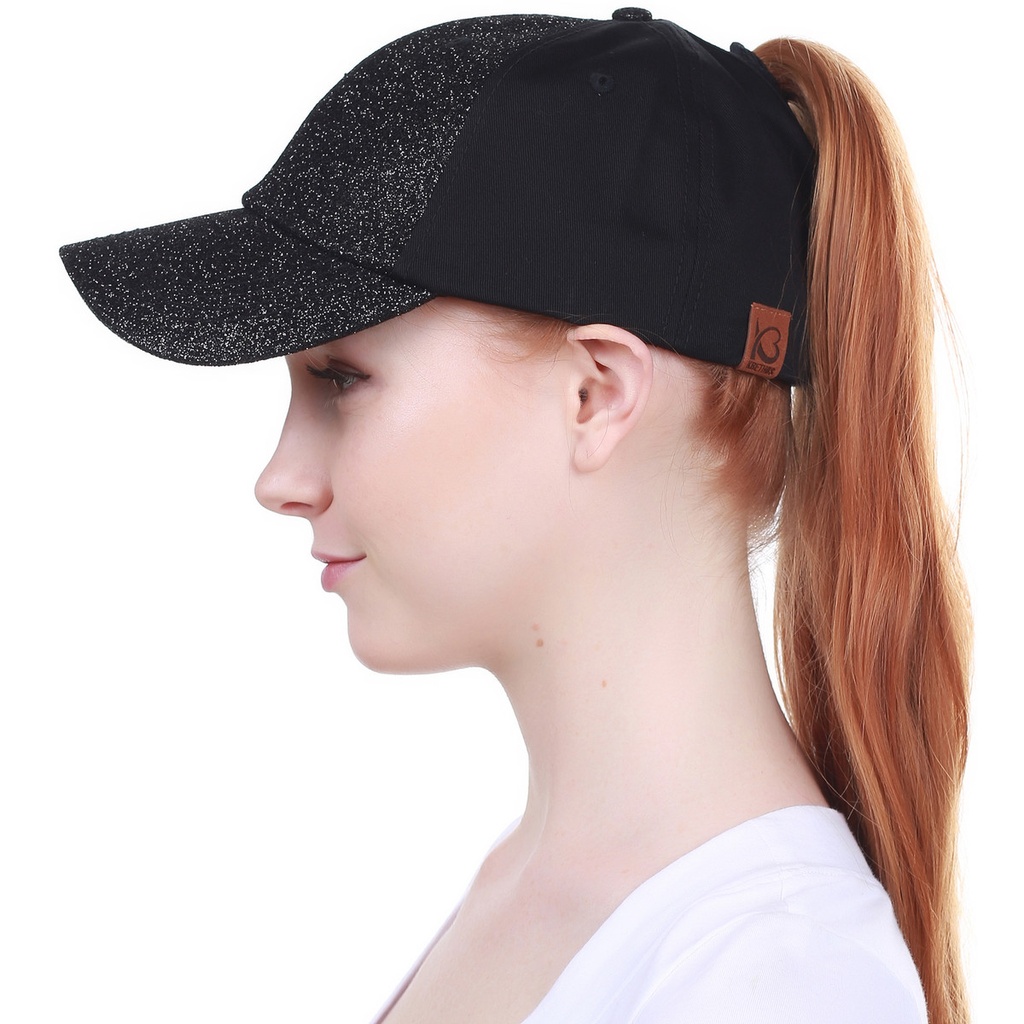 GLITTER PONYTAIL BALL CAP