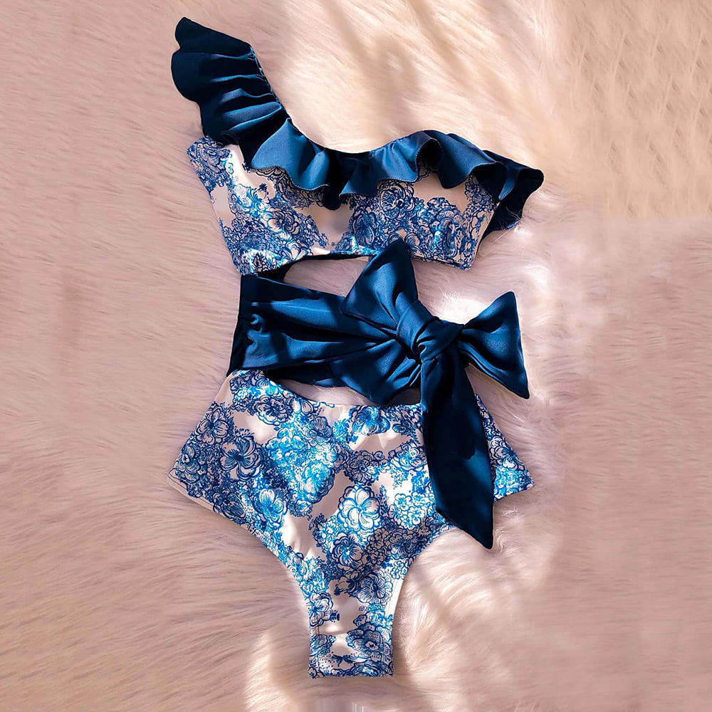 ONE SHOULDER RUFFLE SWIMSUIT