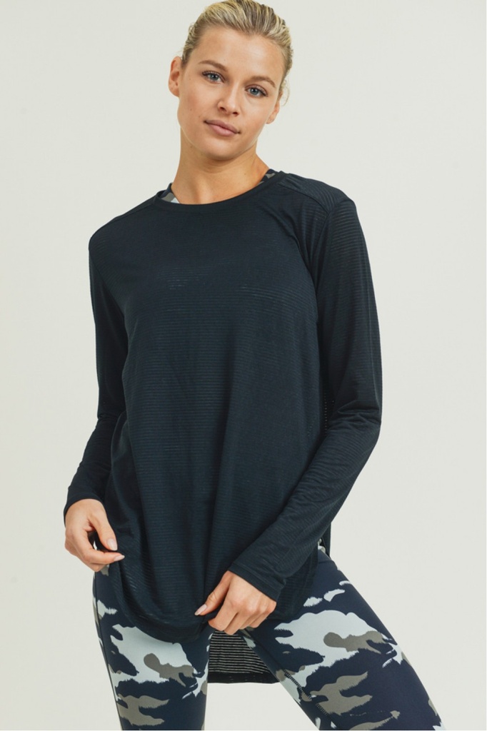 RIBBED LONG SLEEVE FLOW TOP