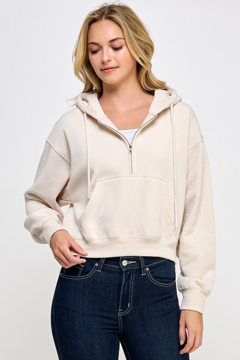 BASIC FLEECE HALF ZIPUP HOODIE