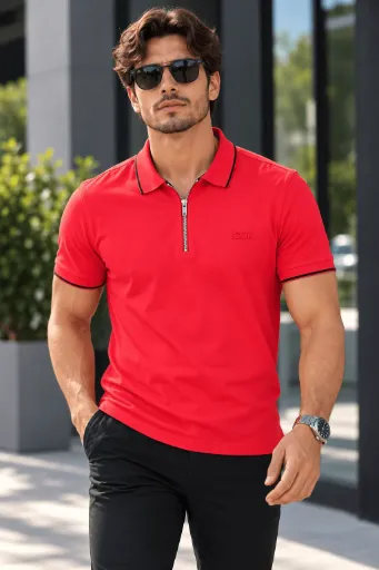 ZIPPED CASUAL SHORT SLEEVE POLO
