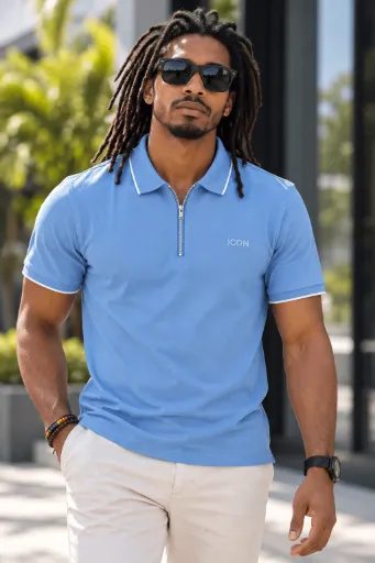 ZIPPED CASUAL SHORT SLEEVE POLO
